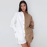 Passendes Set mit Shorts mit Farbblock-Taschen - Khaki